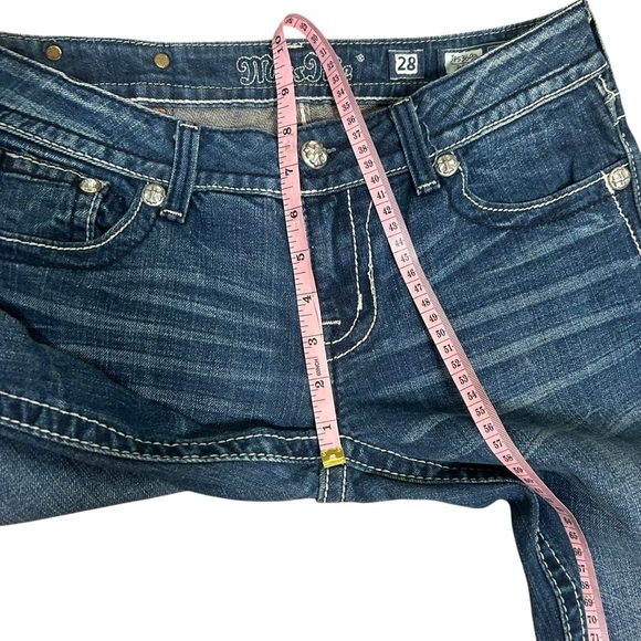 Miss Me JP5369 boot cut jeans size 28 flap pocket jewel fleur de lis rhinestone - Picture 6 of 8